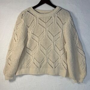 Maurices Cream Cable Knit Diamond Pattern Long Sleeve Sweater Women's XL